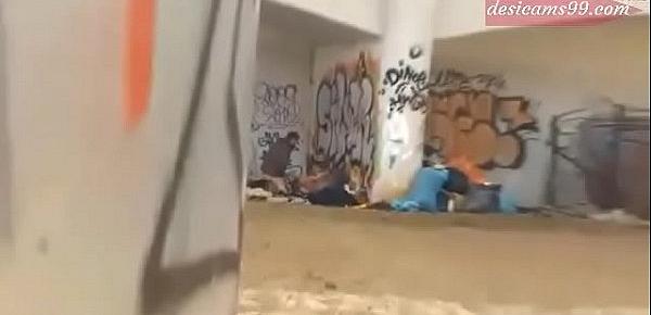  Pure Street Life Homeless Threesome Having Sex On Public